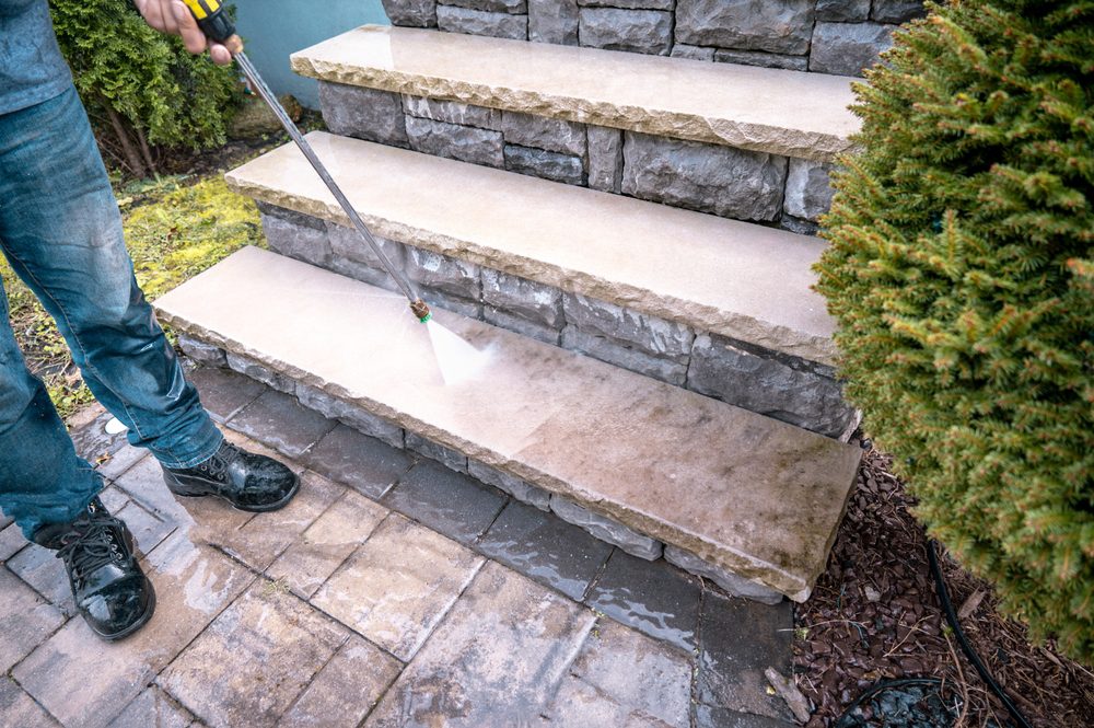 power washing stairs