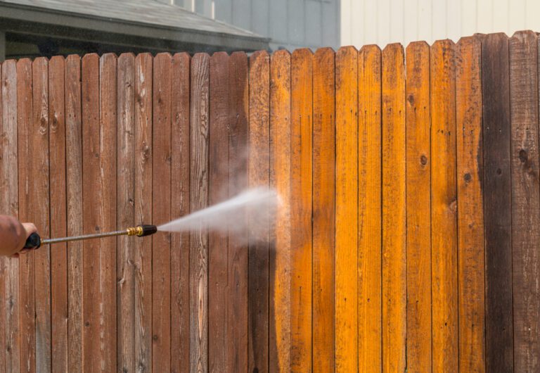 power washing fence